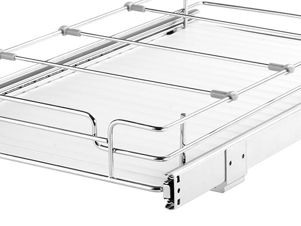 11"Wx21"Dx2.5"H Pull Out Cabinet Organizer, Heavy Duty Slide Out Pantry Shelves, Steel Roll Out Drawers, Sliding Drawer Storage for Home Under Sink, 13.5"Wx22"Dx7"H Install Size for Cabinet