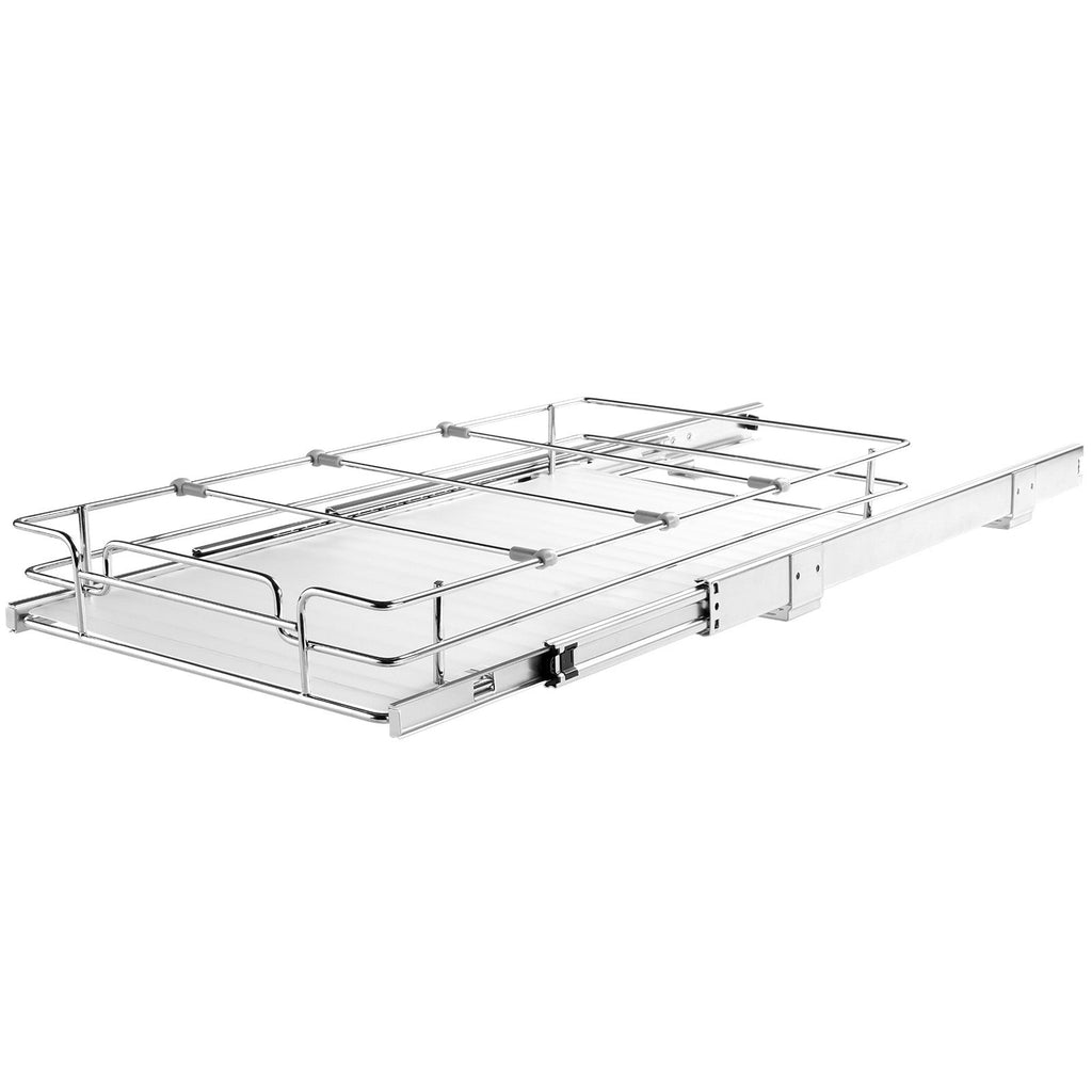 11"Wx21"Dx2.5"H Pull Out Cabinet Organizer, Heavy Duty Slide Out Pantry Shelves, Steel Roll Out Drawers, Sliding Drawer Storage for Home Under Sink, 13.5"Wx22"Dx7"H Install Size for Cabinet