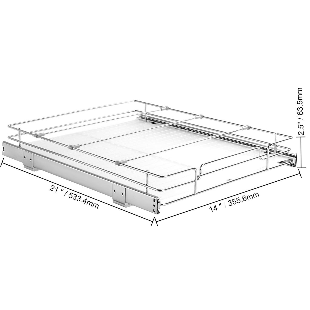 15.5"Wx21"Dx3.5"H Pull Out Cabinet Organizer, Heavy Duty Slide Out Pantry Shelves, Steel Roll Out Drawers, Sliding Drawer Storage for Home Under Sink, 17"Wx22"Dx7"H Install Size for Cabinet