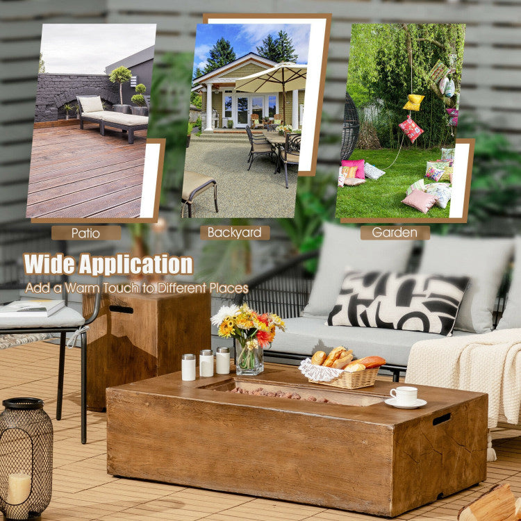 48 x 27 Inch Outdoor Gas Fire Pit Table 50,000 BTU with Lava Rocks and Cover