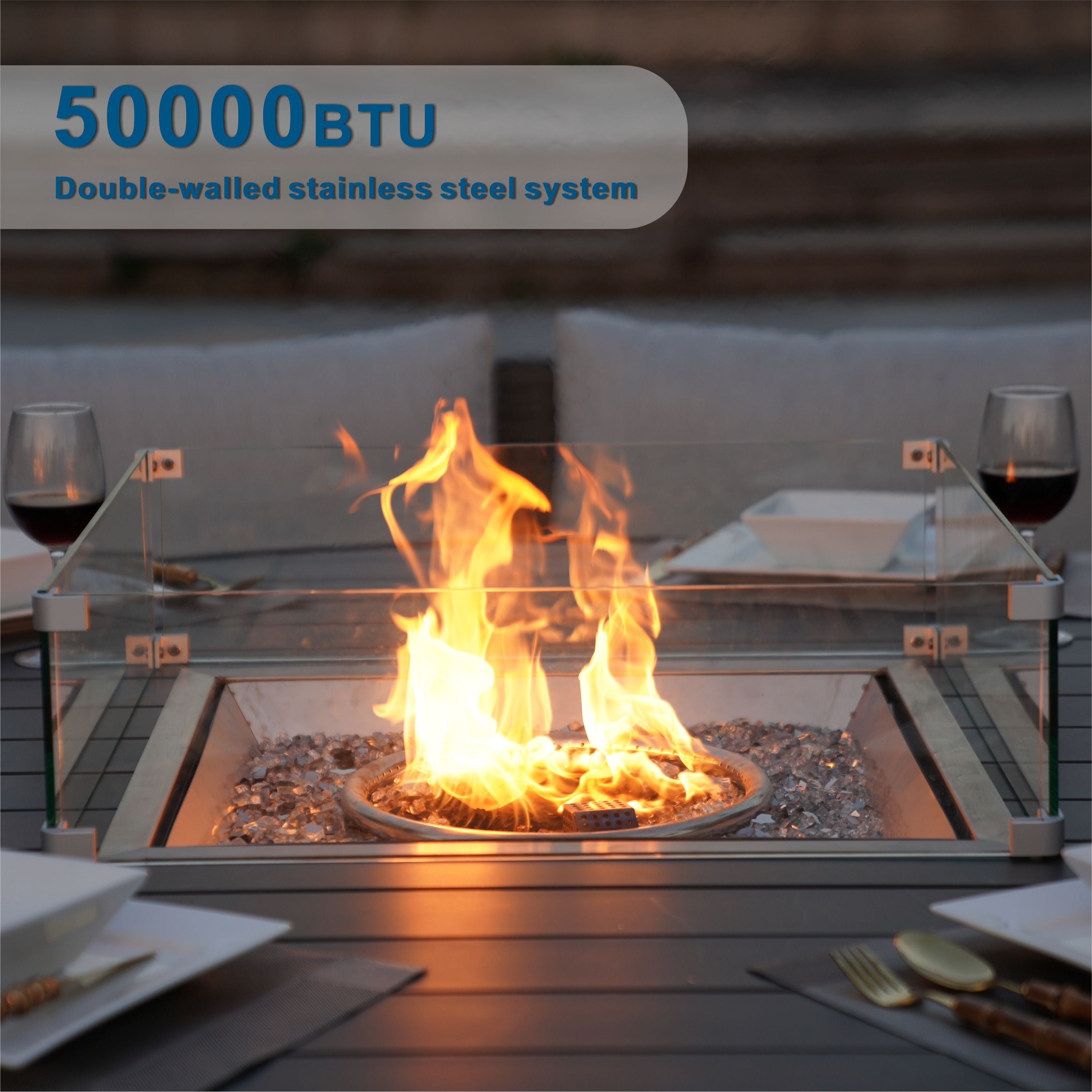 Direct Wicker Outdoor 9 Piece Patio Wicker Gas Fire Pit Set Round Table With Arm Chairs by Direct Wicker