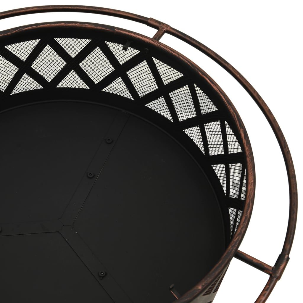 Rustic Fire Pit with Poker 29.9" XXL Steel