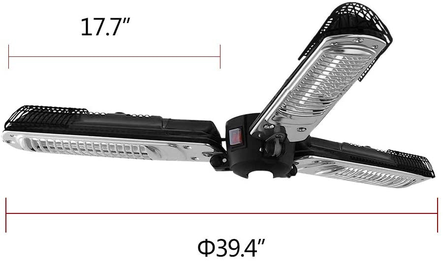 1500W Foldable Electric Patio Heater Umbrella with 3 Heating Panels for Pergola Outdoor or Gazabo Parasol