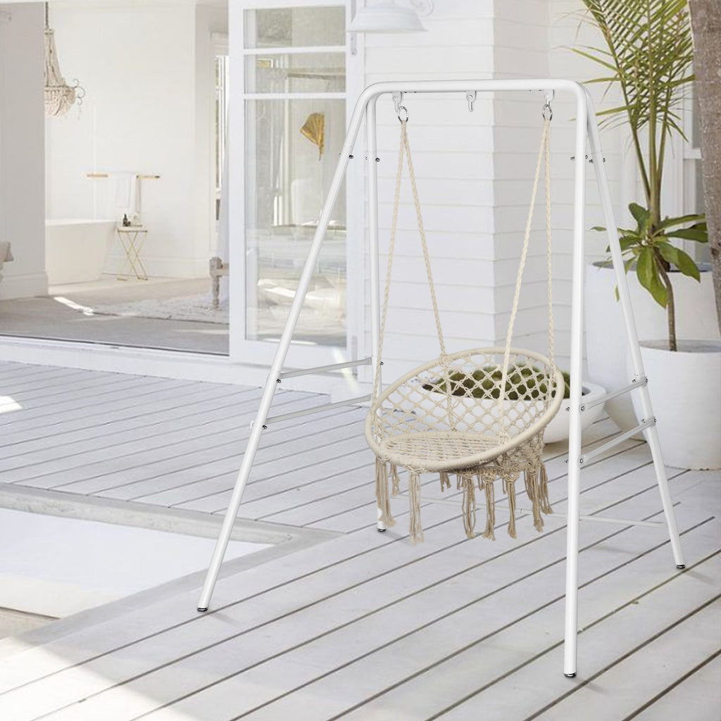 133*137*180cm Wrought Iron Four-Legged Standing 200kg Three Rings Hanging Chair Frame White