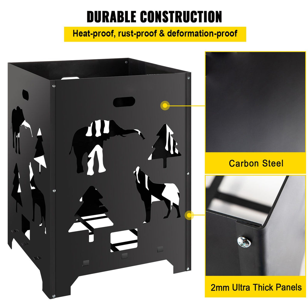 Burn Barrel, 21x21x27 inch Burn Cage, Carbon Steel Cage Incinerator, Incinerator Barrel with Lid and Handle for Outdoors