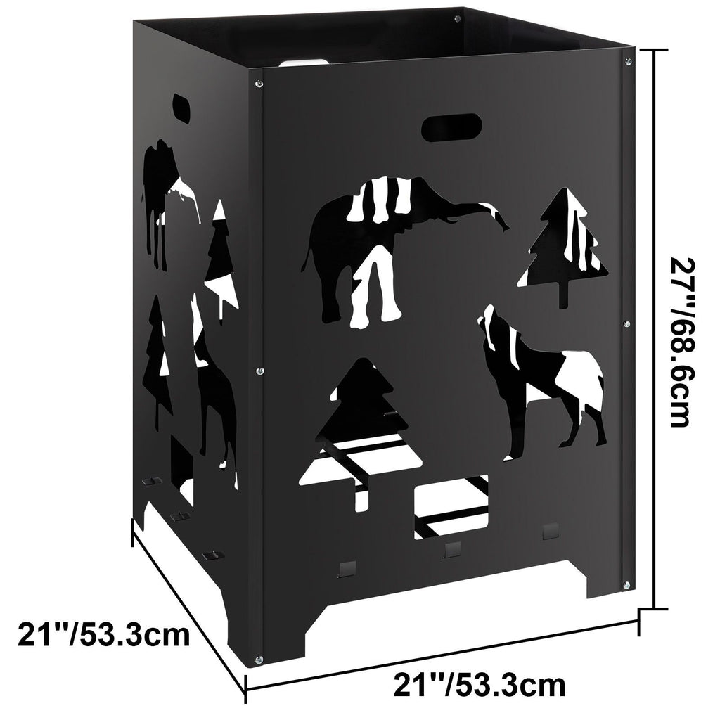 Burn Barrel, 21x21x27 inch Burn Cage, Carbon Steel Cage Incinerator, Incinerator Barrel with Lid and Handle for Outdoors