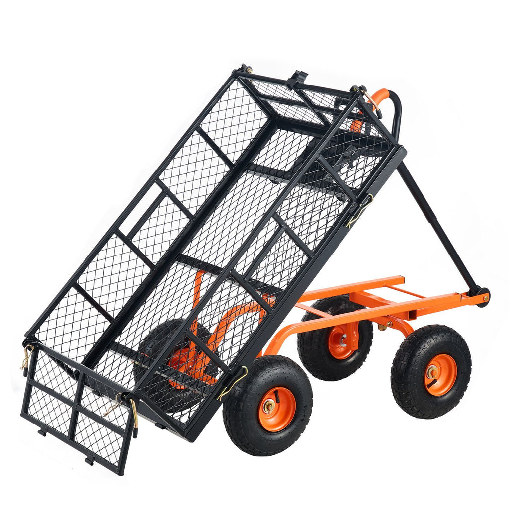 Garden Cart, Sturdy Metal Utility Wagon with Simple Assembly, Versatile Dump Cart with Dual-Function Handle, Wheelbarrow with 400 lbs Load Capacity, Equipped with 10" Wheels