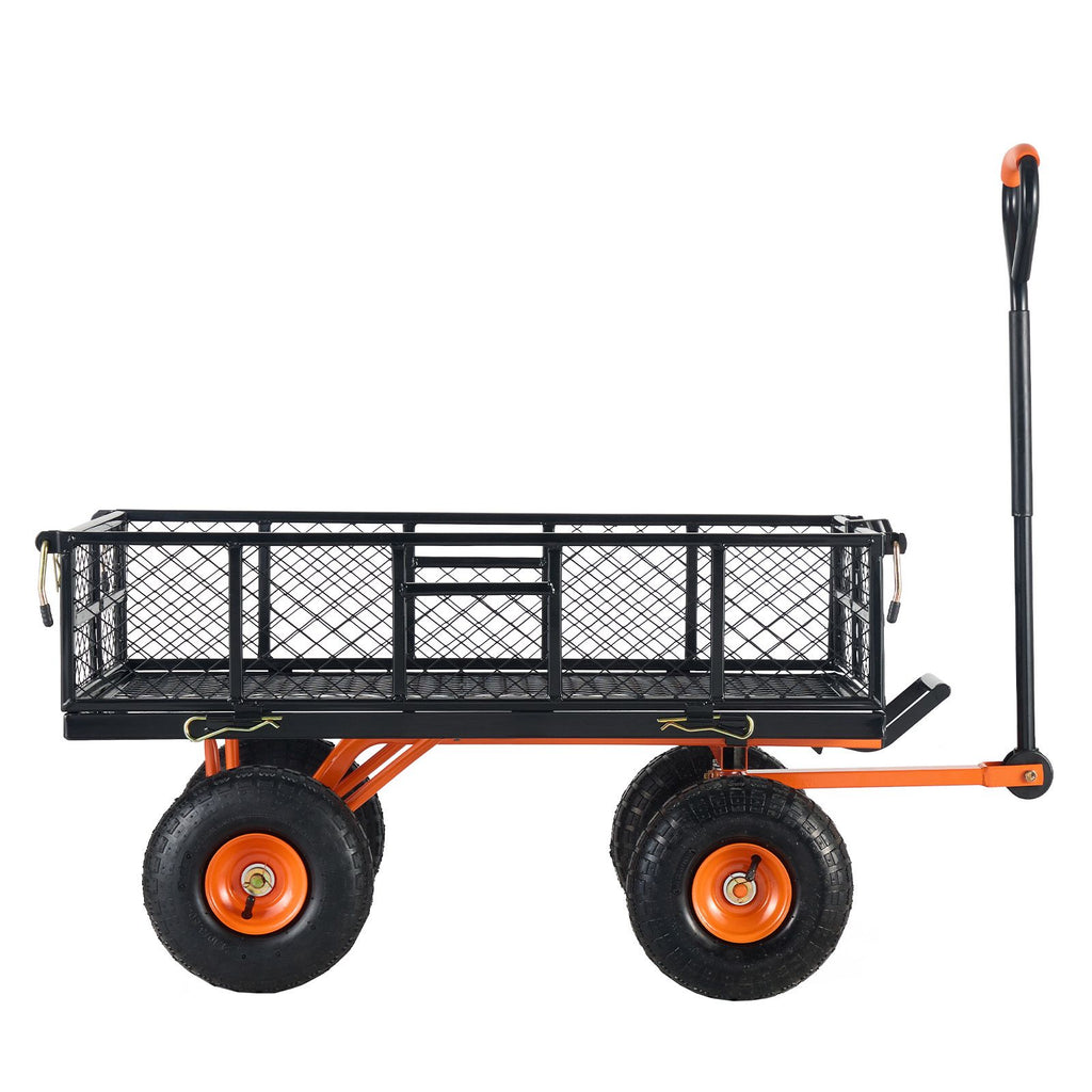 Garden Cart, Sturdy Metal Utility Wagon with Simple Assembly, Versatile Dump Cart with Dual-Function Handle, Wheelbarrow with 400 lbs Load Capacity, Equipped with 10" Wheels