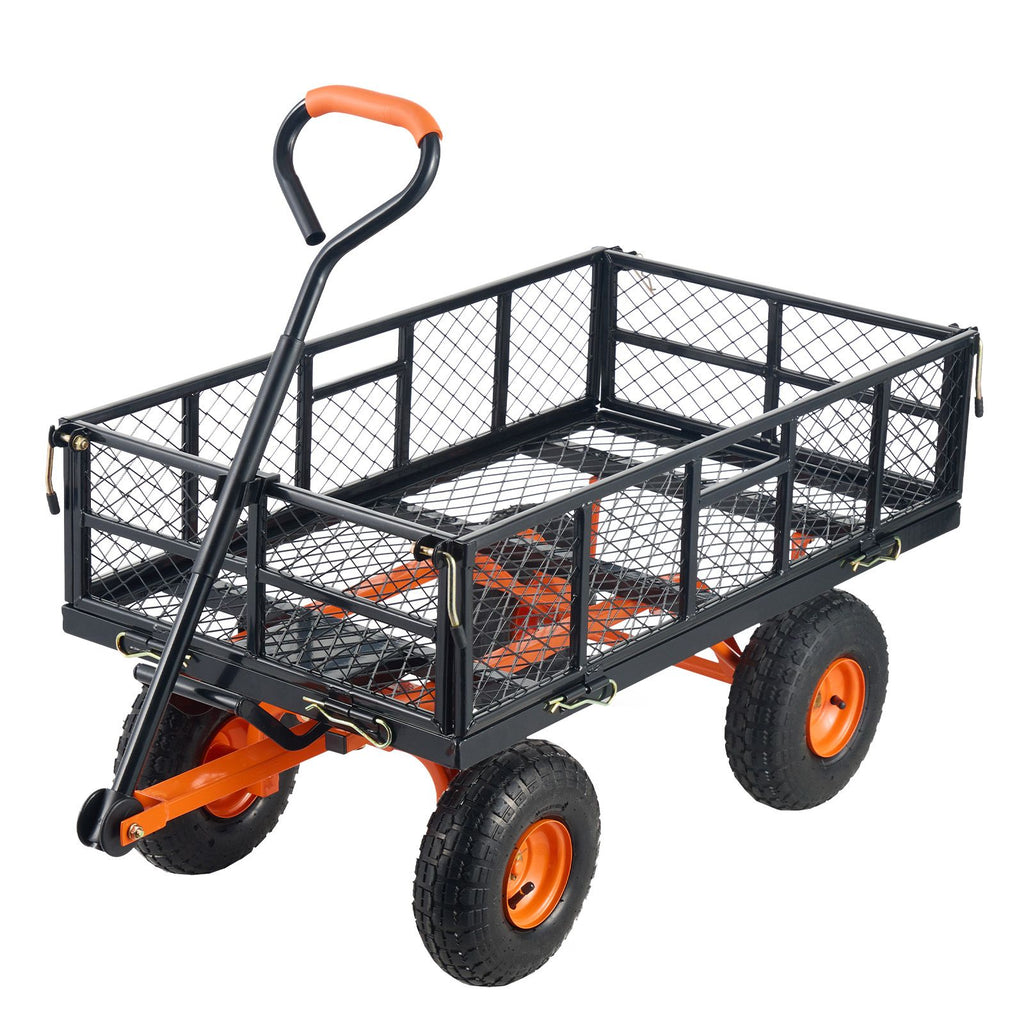 Garden Cart, Sturdy Metal Utility Wagon with Simple Assembly, Versatile Dump Cart with Dual-Function Handle, Wheelbarrow with 400 lbs Load Capacity, Equipped with 10" Wheels