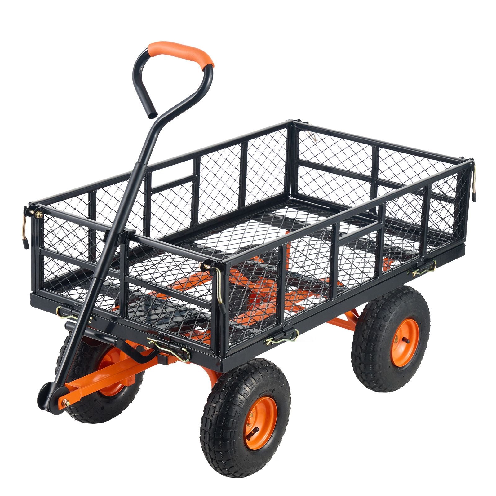 Garden Cart, Sturdy Metal Utility Wagon with Simple Assembly, Versatile Dump Cart with Dual-Function Handle, Wheelbarrow with 400 lbs Load Capacity, Equipped with 10" Wheels