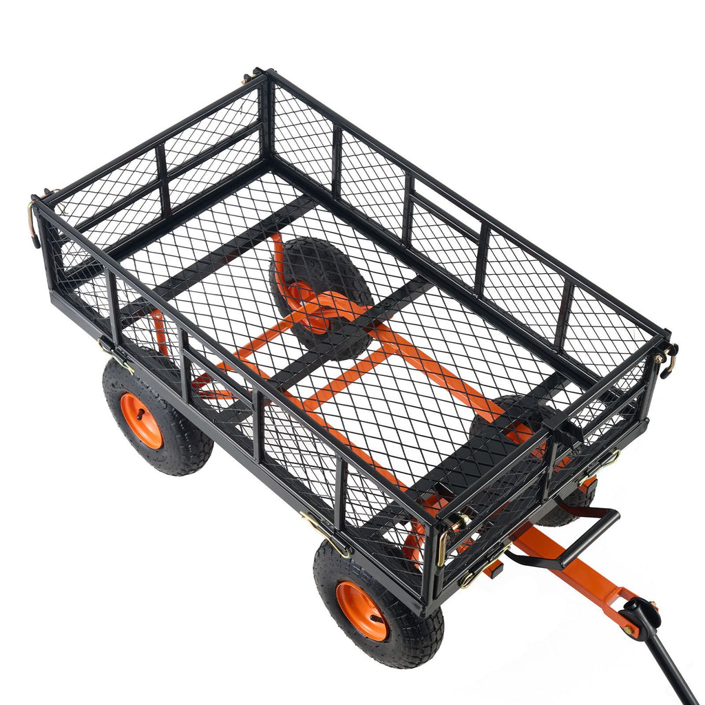 Garden Cart, Sturdy Metal Utility Wagon with Simple Assembly, Versatile Dump Cart with Dual-Function Handle, Wheelbarrow with 400 lbs Load Capacity, Equipped with 10" Wheels