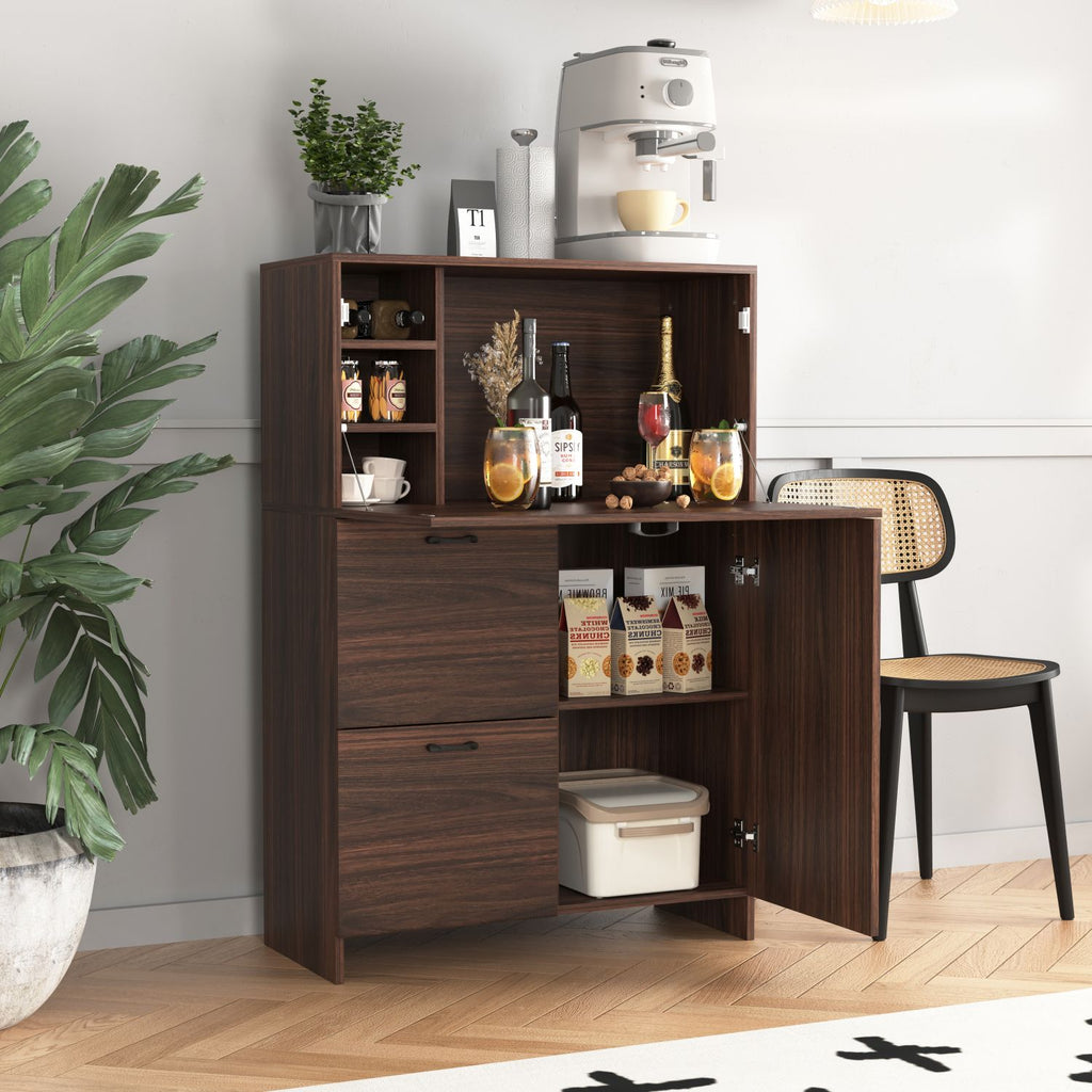 Desk Cabinet, with Storage Drawer & Shelves, Fold-up Desktop, Ideal for Home, Office, Kitchen storage organizer, Dormitory, Small Spaces W31.49"xD13.78"xH47.2"