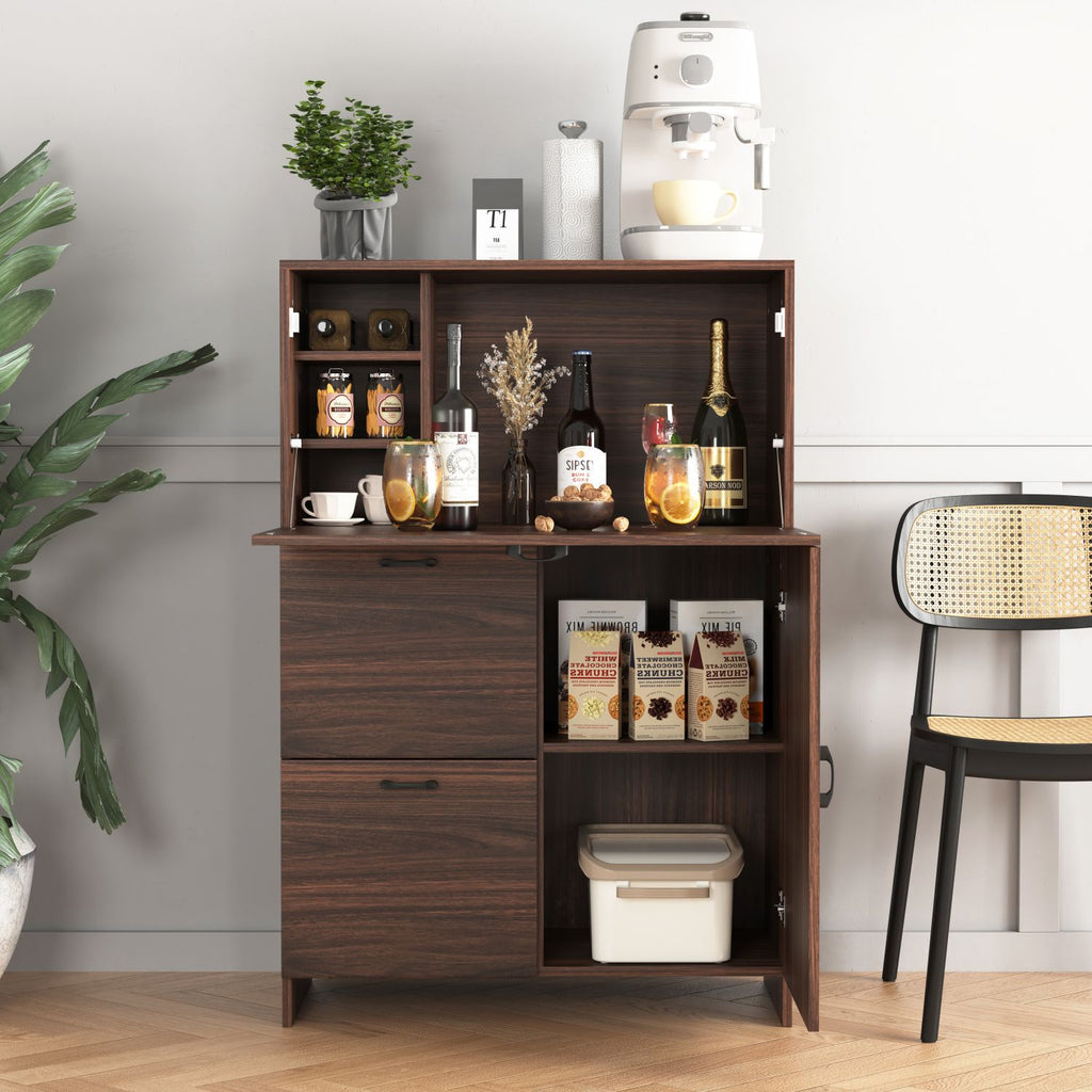 Desk Cabinet, with Storage Drawer & Shelves, Fold-up Desktop, Ideal for Home, Office, Kitchen storage organizer, Dormitory, Small Spaces W31.49"xD13.78"xH47.2"