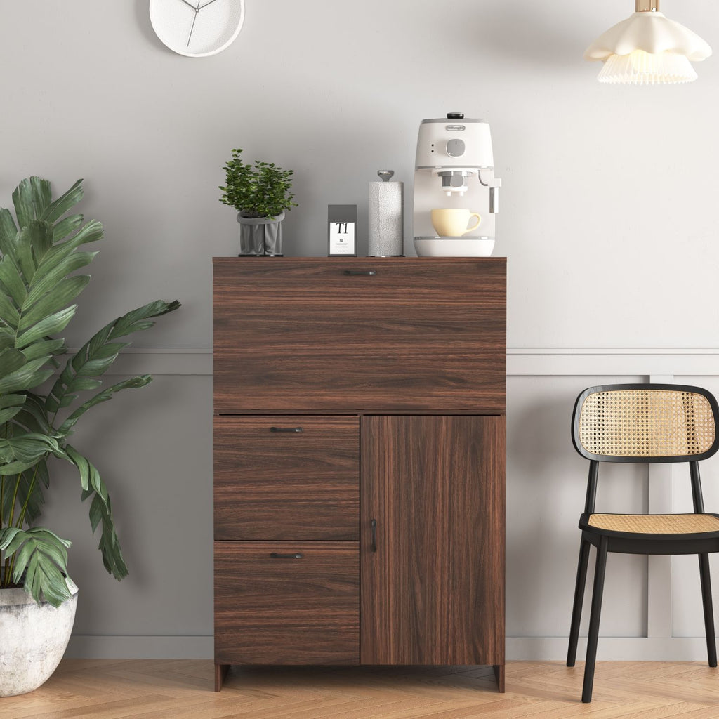 Desk Cabinet, with Storage Drawer & Shelves, Fold-up Desktop, Ideal for Home, Office, Kitchen storage organizer, Dormitory, Small Spaces W31.49"xD13.78"xH47.2"