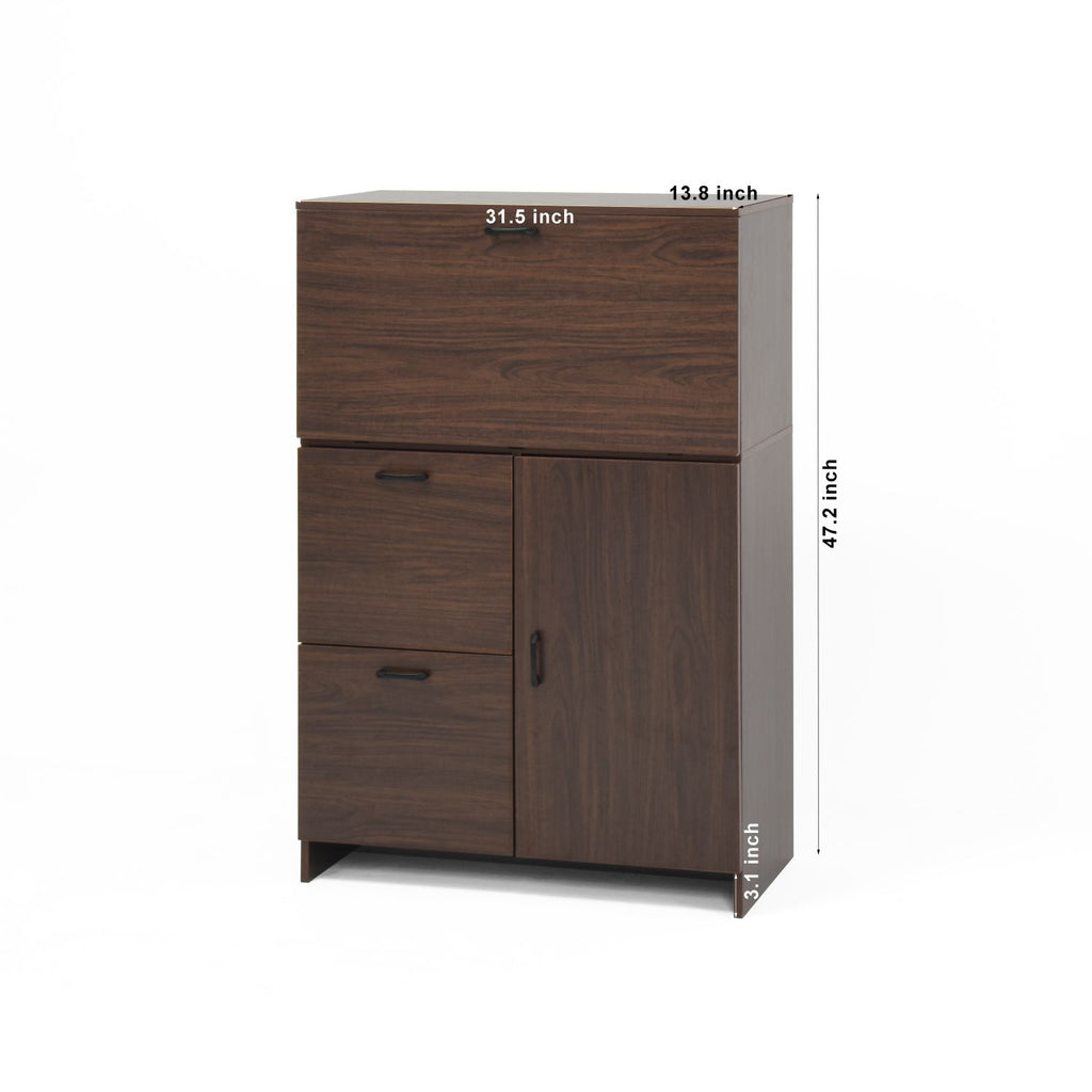 Desk Cabinet, with Storage Drawer & Shelves, Fold-up Desktop, Ideal for Home, Office, Kitchen storage organizer, Dormitory, Small Spaces W31.49"xD13.78"xH47.2"