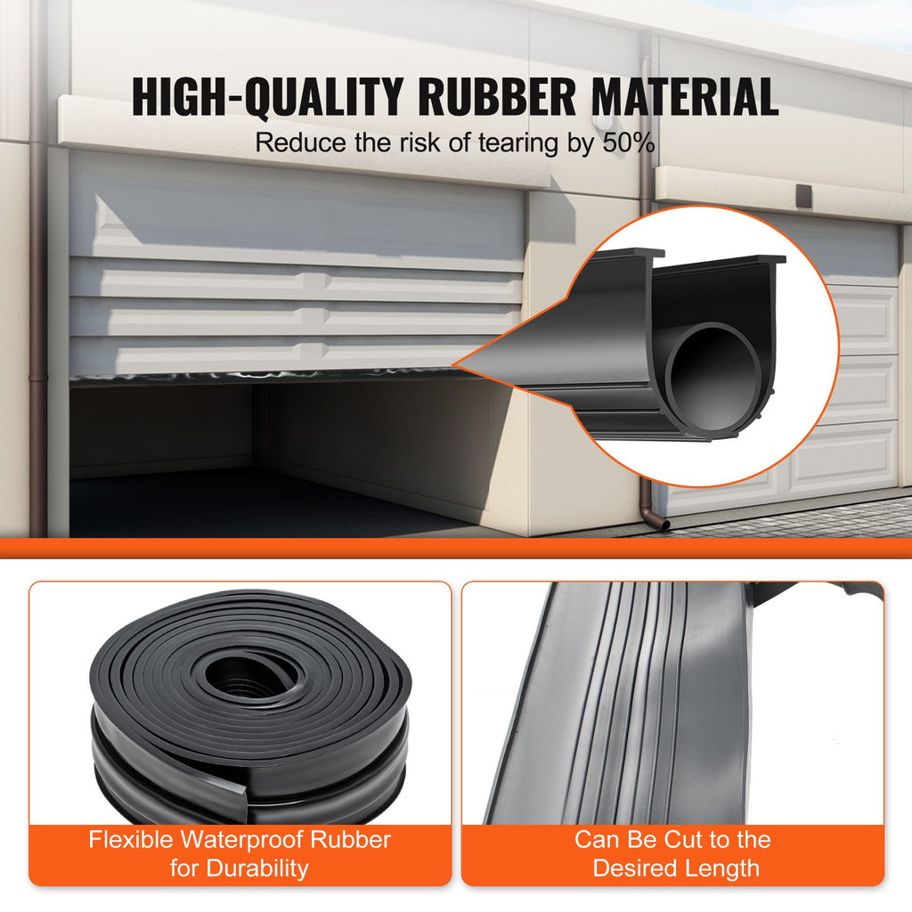 Garage Door Seals Bottom Rubber, U Shape +O Ring Garage Door Weather Stripping, Universal Weatherproof Threshold Buffering Sealing Rubber , 5/16 inch T-ends and 3 3/4 inch Width (20 Ft, Black)