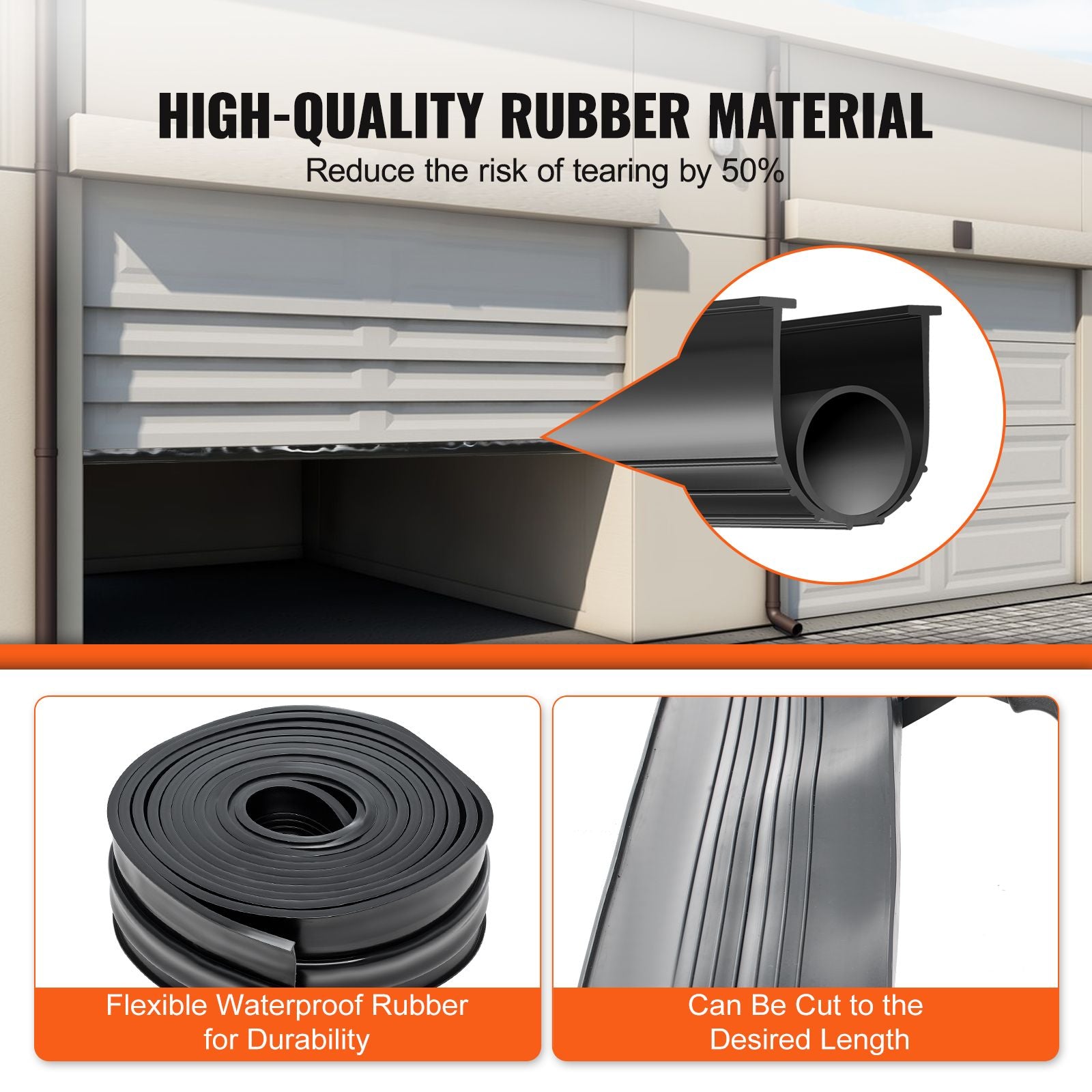 Garage Door Seals Bottom Rubber, U Shape +O Ring Garage Door Weather Stripping, Universal Weatherproof Threshold Buffering Sealing Rubber , 5/16 inch T-ends and 3 3/4 inch Width (20 Ft, Black)