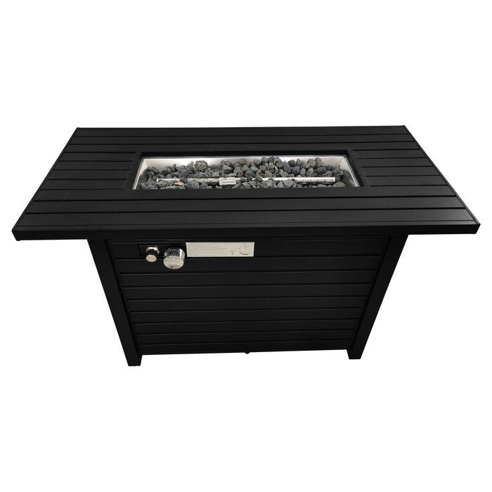 25'' H x 42'' W Steel Propane Outdoor Fire Pit Table with Lid
