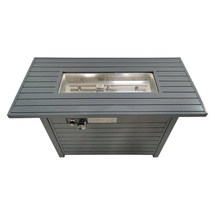 25'' H x 42'' W Steel Propane Outdoor Fire Pit Table with Lid