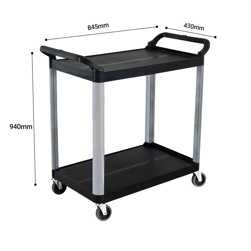 2-Tier Tall Kitchen Utility Cart with Wheels – Black Portable Kitchen Trolley for Dining, Storage, and Serving, Durable Space-Saving Organizer