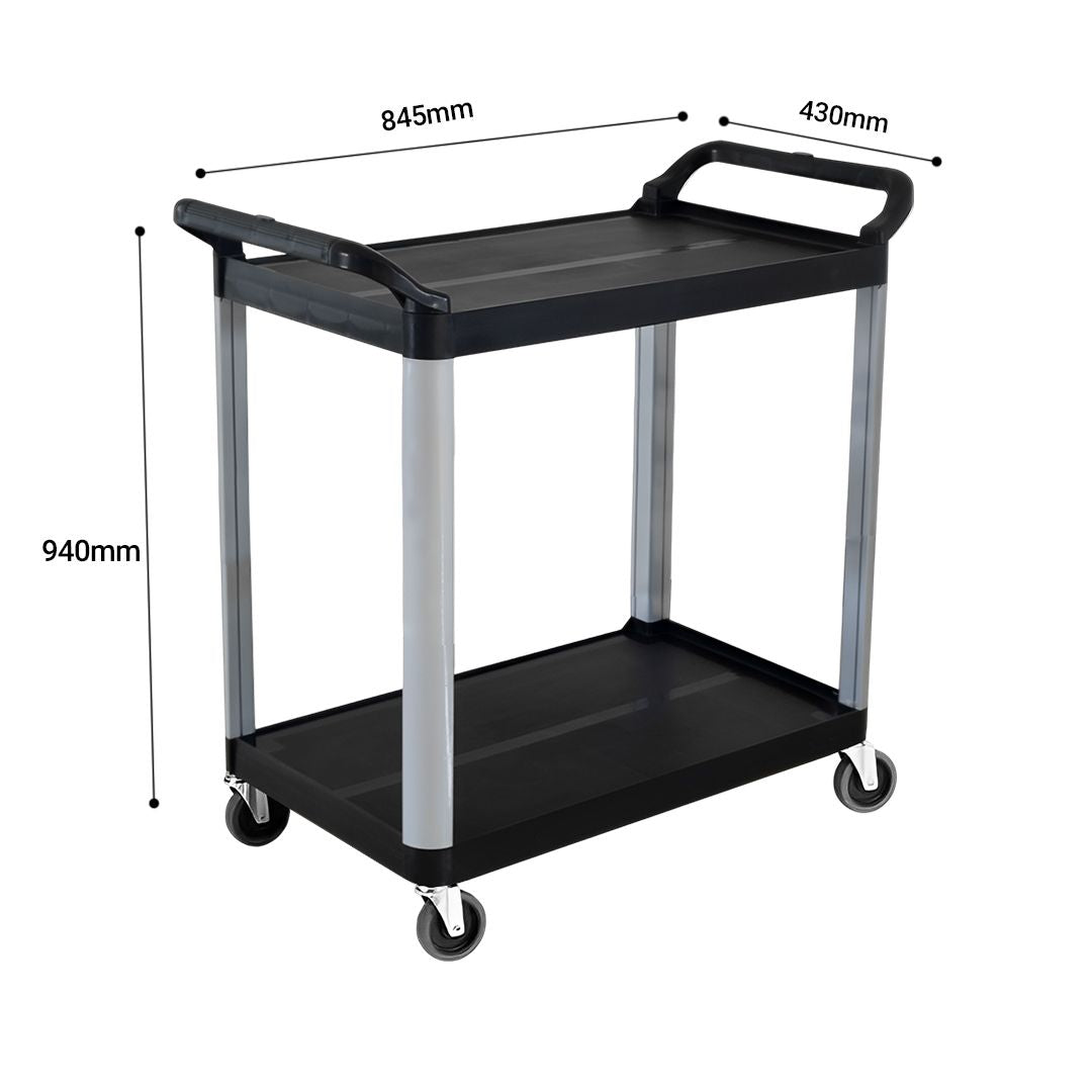 2-Tier Tall Kitchen Utility Cart with Wheels – Black Portable Kitchen Trolley for Dining, Storage, and Serving, Durable Space-Saving Organizer
