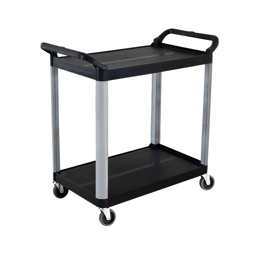 2-Tier Tall Kitchen Utility Cart with Wheels – Black Portable Kitchen Trolley for Dining, Storage, and Serving, Durable Space-Saving Organizer