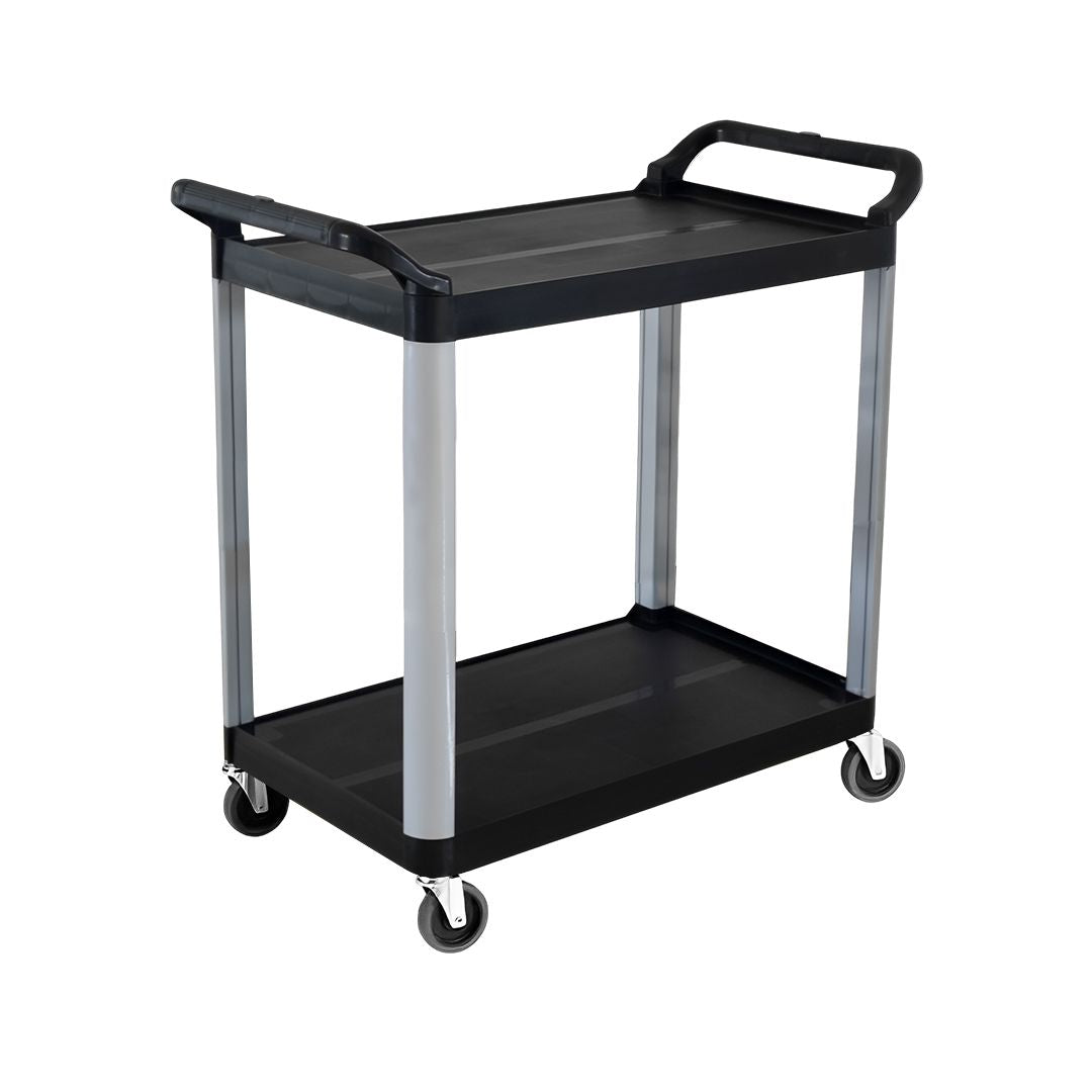 2-Tier Tall Kitchen Utility Cart with Wheels – Black Portable Kitchen Trolley for Dining, Storage, and Serving, Durable Space-Saving Organizer