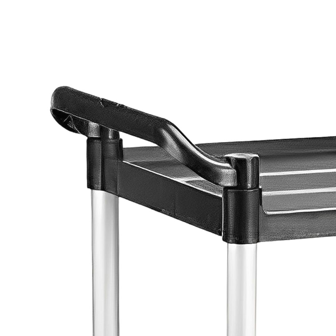 2-Tier Tall Kitchen Utility Cart with Wheels – Black Portable Kitchen Trolley for Dining, Storage, and Serving, Durable Space-Saving Organizer