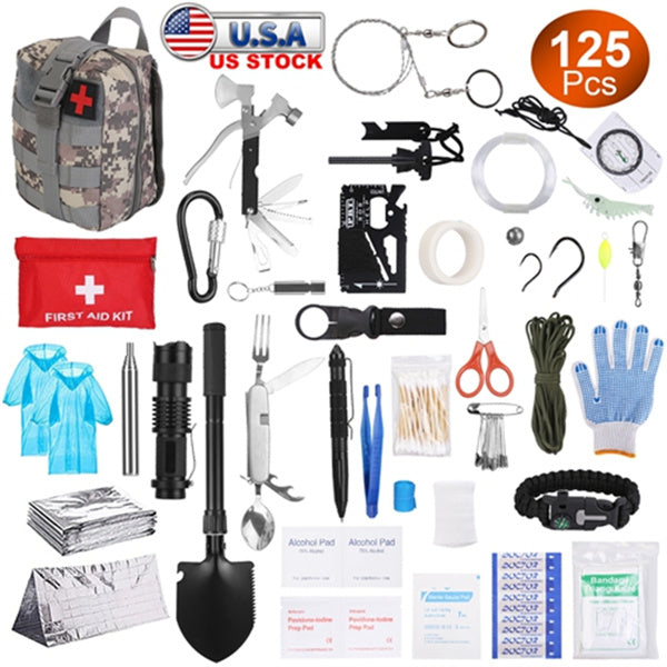 125 in 1 Survival Kits, Gifts for Men, Professional Survival Gear Equipment Tools First Aid Supplies for SOS Emergency Tactical Hiking Hunting Disaster Camping Adventures(No shipments on weekends)
