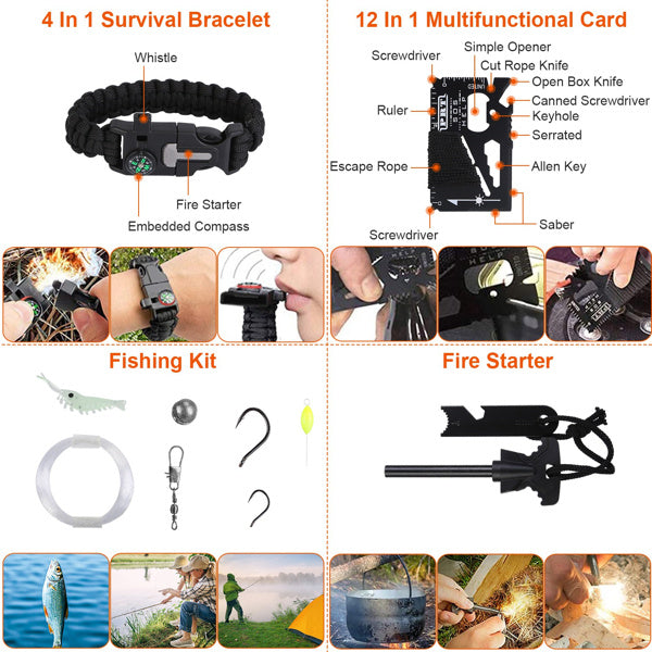125 in 1 Survival Kits, Gifts for Men, Professional Survival Gear Equipment Tools First Aid Supplies for SOS Emergency Tactical Hiking Hunting Disaster Camping Adventures(No shipments on weekends)