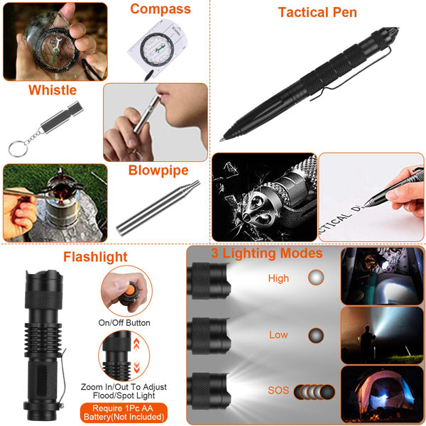 125 in 1 Survival Kits, Gifts for Men, Professional Survival Gear Equipment Tools First Aid Supplies for SOS Emergency Tactical Hiking Hunting Disaster Camping Adventures(No shipments on weekends)