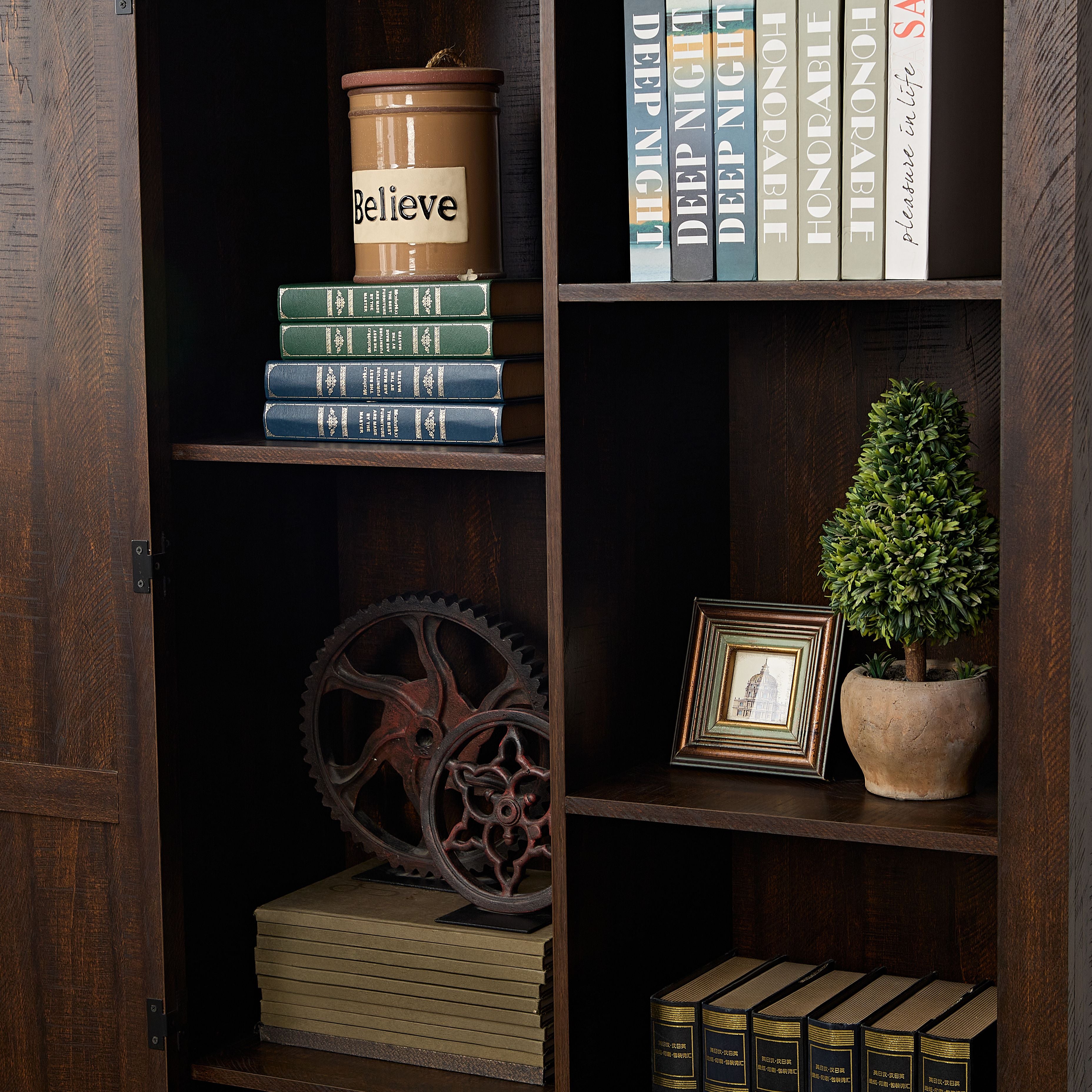 Tall Storage Cabinet Barn Door Storage Country Wood Rustic Farmhouse Pantry Cupboard Barn Door Kitchen Organizer Furniture Home Drawer Shelves