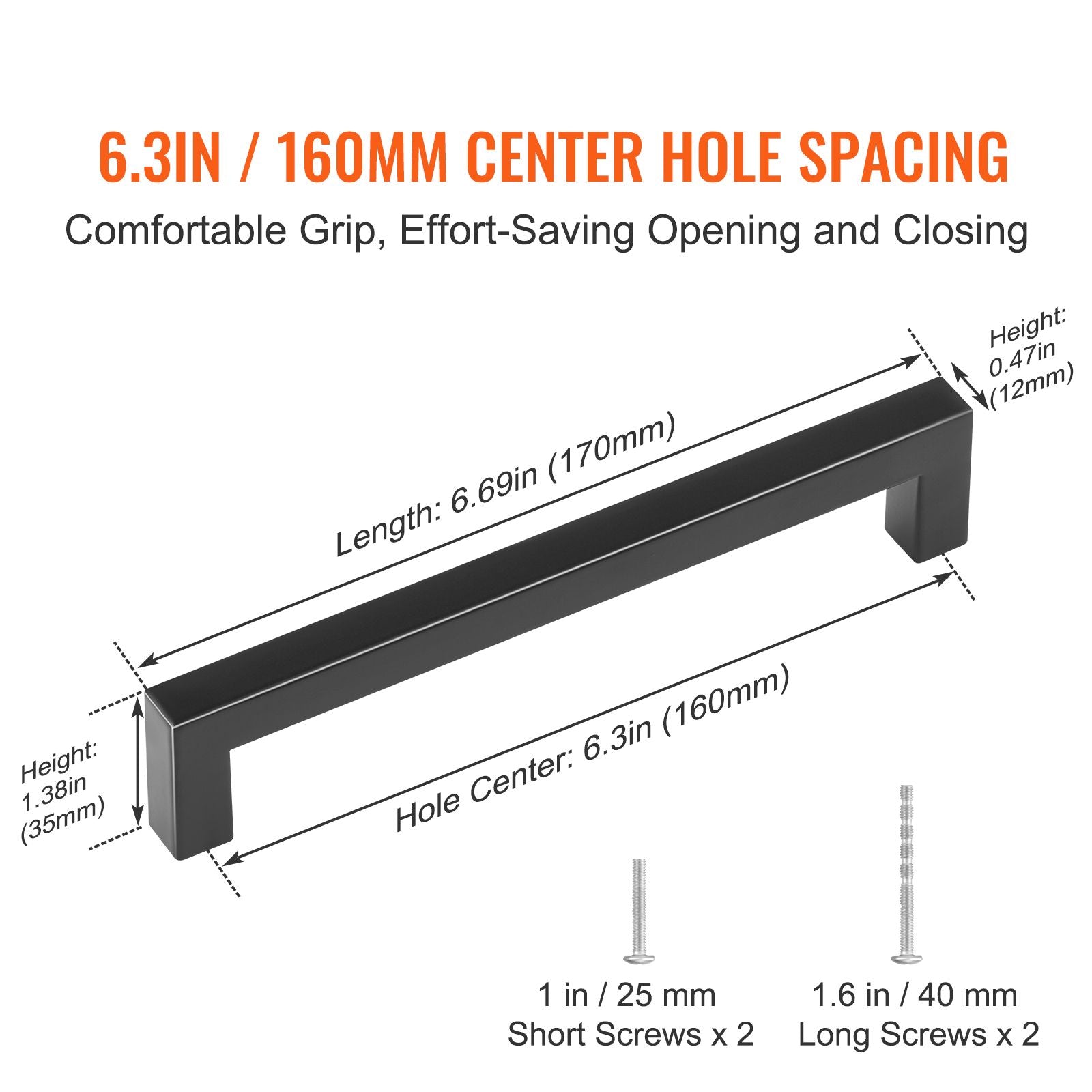 30 Pack Cabinet Pulls, 6.3 inch /160mm Center to Center Slim Square Kitchen Cabinet Drawer, Stainless Steel Modern Kitchen Cupboard Door Handles for Kitchen Bathroom Bar Hardware Matte Black