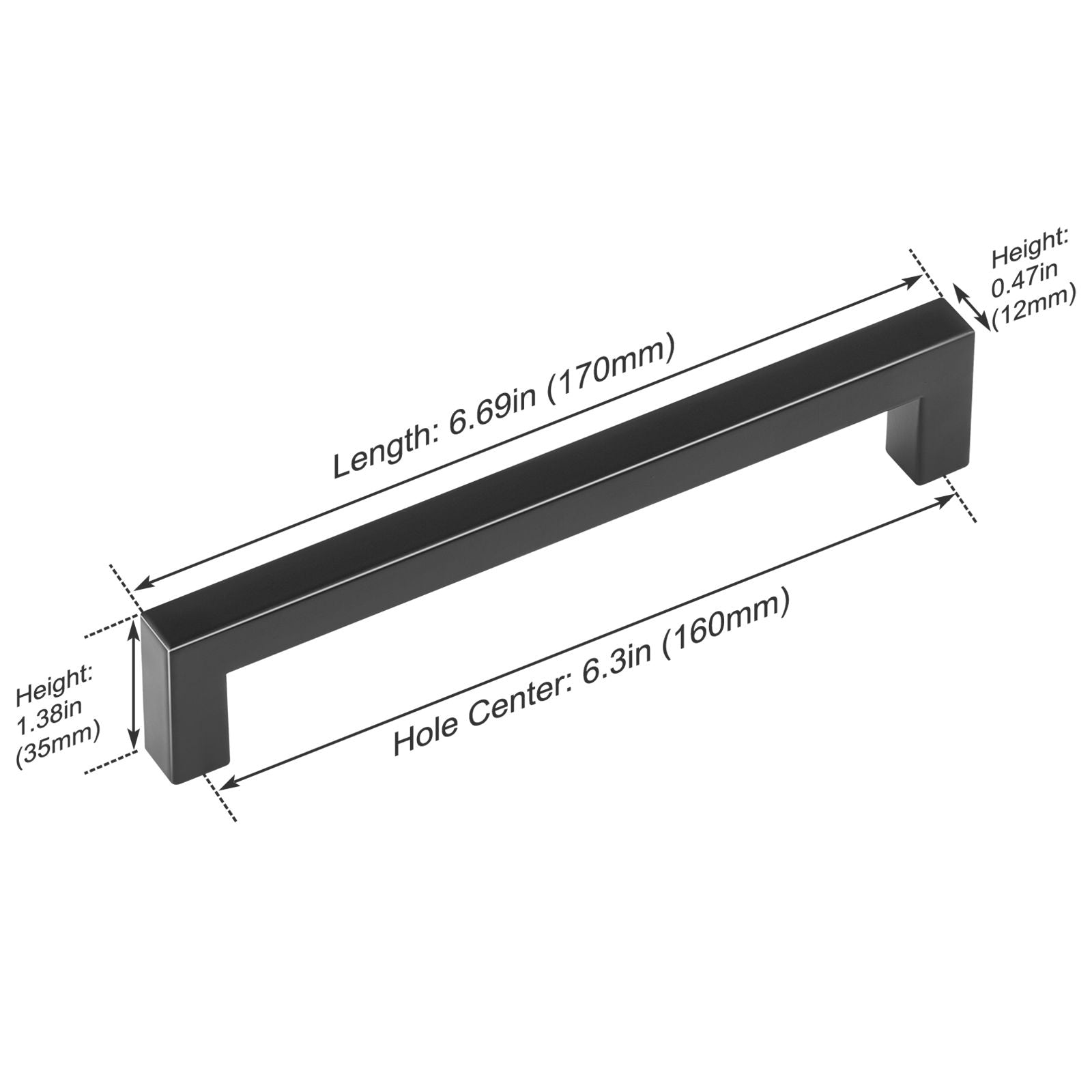 30 Pack Cabinet Pulls, 6.3 inch /160mm Center to Center Slim Square Kitchen Cabinet Drawer, Stainless Steel Modern Kitchen Cupboard Door Handles for Kitchen Bathroom Bar Hardware Matte Black