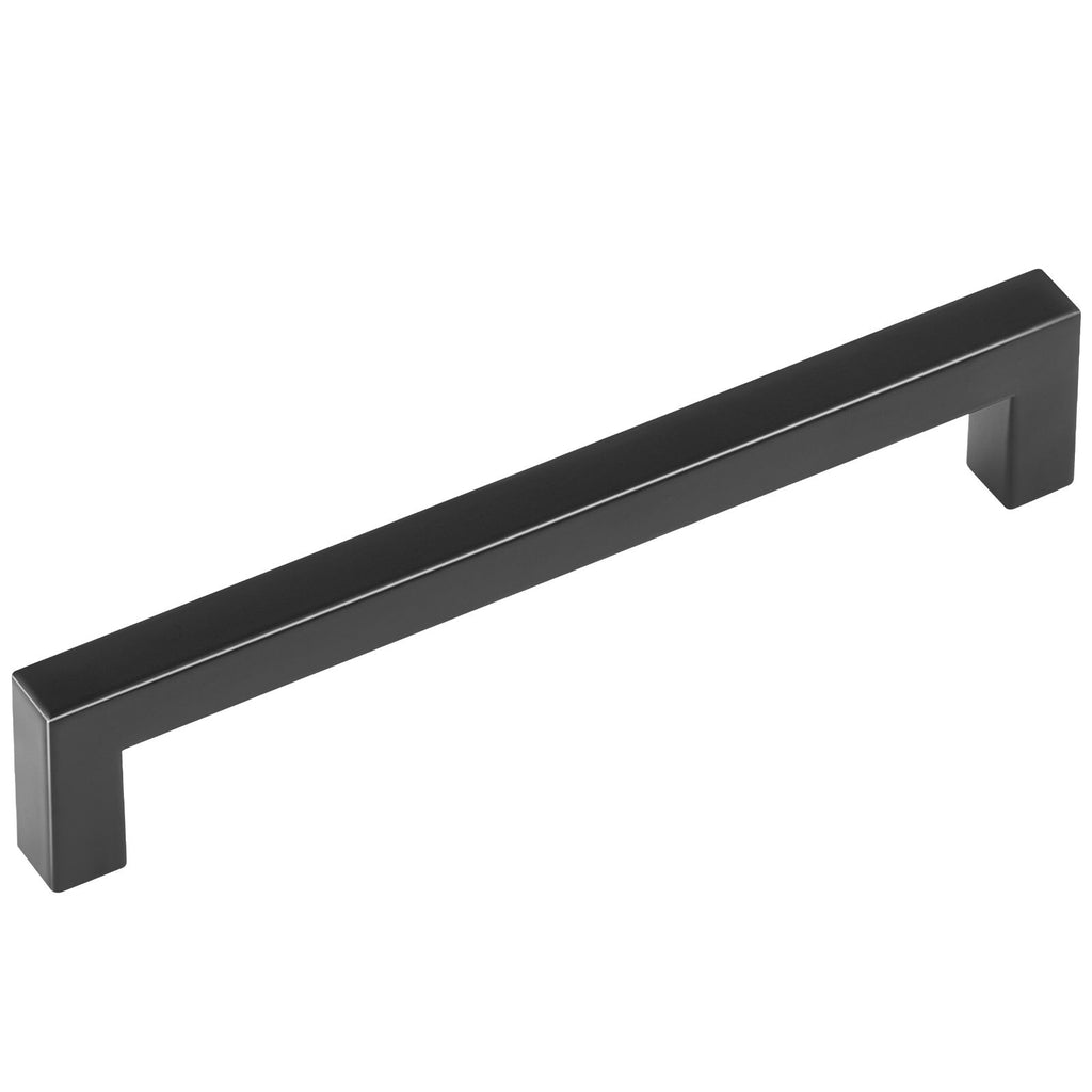 30 Pack Cabinet Pulls, 6.3 inch /160mm Center to Center Slim Square Kitchen Cabinet Drawer, Stainless Steel Modern Kitchen Cupboard Door Handles for Kitchen Bathroom Bar Hardware Matte Black