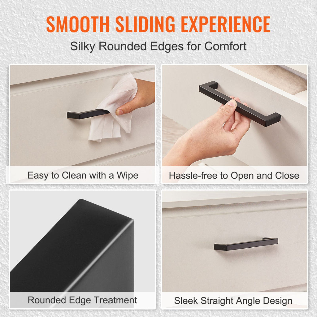 30 Pack Cabinet Pulls, 3in / 76mm Center to Center Slim Square Kitchen Cabinet Drawer, Stainless Steel Modern Kitchen Cupboard Door Handles for Kitchen Bathroom Bar Hardware Matte Black