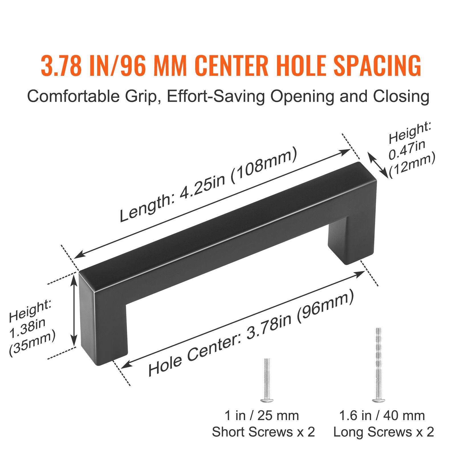 30 Pack Cabinet Pulls, 3.86in / 96mm Center to Center Slim Square Kitchen Cabinet Drawer, Stainless Steel Modern Kitchen Cupboard Door Handles for Kitchen Bathroom Bar Hardware Matte Black