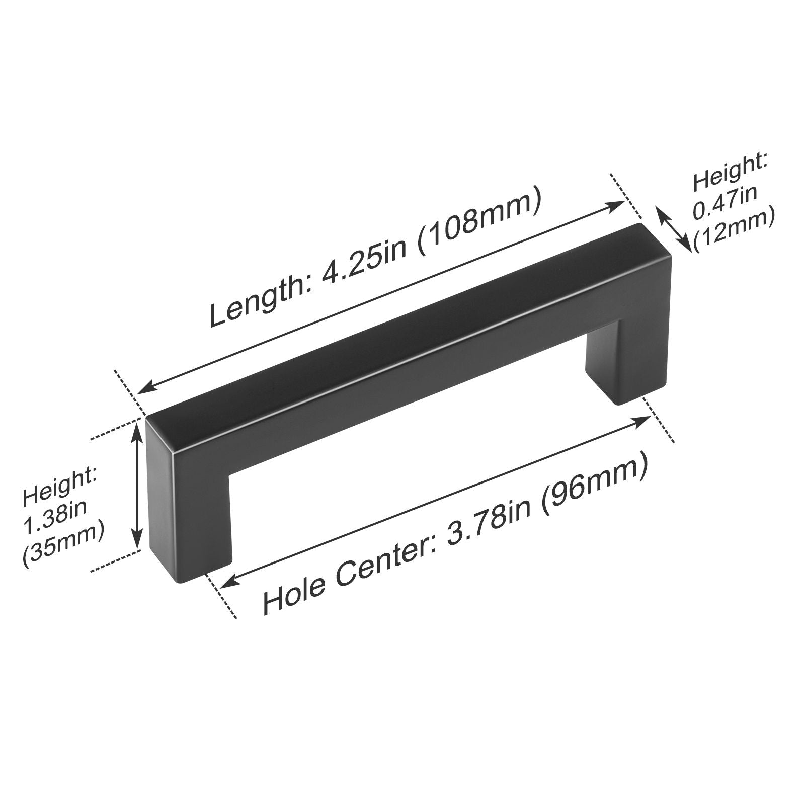 30 Pack Cabinet Pulls, 3.86in / 96mm Center to Center Slim Square Kitchen Cabinet Drawer, Stainless Steel Modern Kitchen Cupboard Door Handles for Kitchen Bathroom Bar Hardware Matte Black