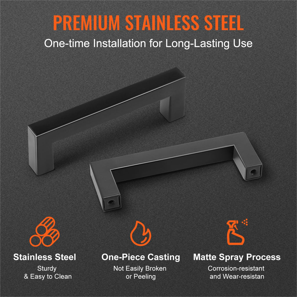 30 Pack Cabinet Pulls, 3.86in / 96mm Center to Center Slim Square Kitchen Cabinet Drawer, Stainless Steel Modern Kitchen Cupboard Door Handles for Kitchen Bathroom Bar Hardware Matte Black
