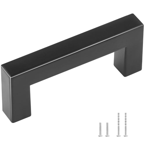10 Pack Cabinet Pulls, 3in / 76mm Center to Center Slim Square Kitchen Cabinet Drawer, Stainless Steel Modern Kitchen