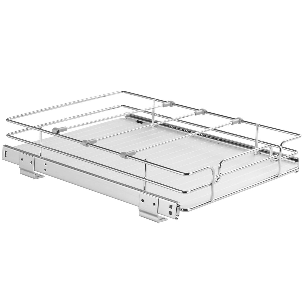 12.5"Wx16.5"Dx3.5"H Pull Out Cabinet Organizer, Heavy Duty Slide Out Pantry Shelves, Steel Roll Out Drawers, Sliding Drawer Storage for Home Under Sink, 14"Wx17.5"Dx7"H Install Size for Cabinet