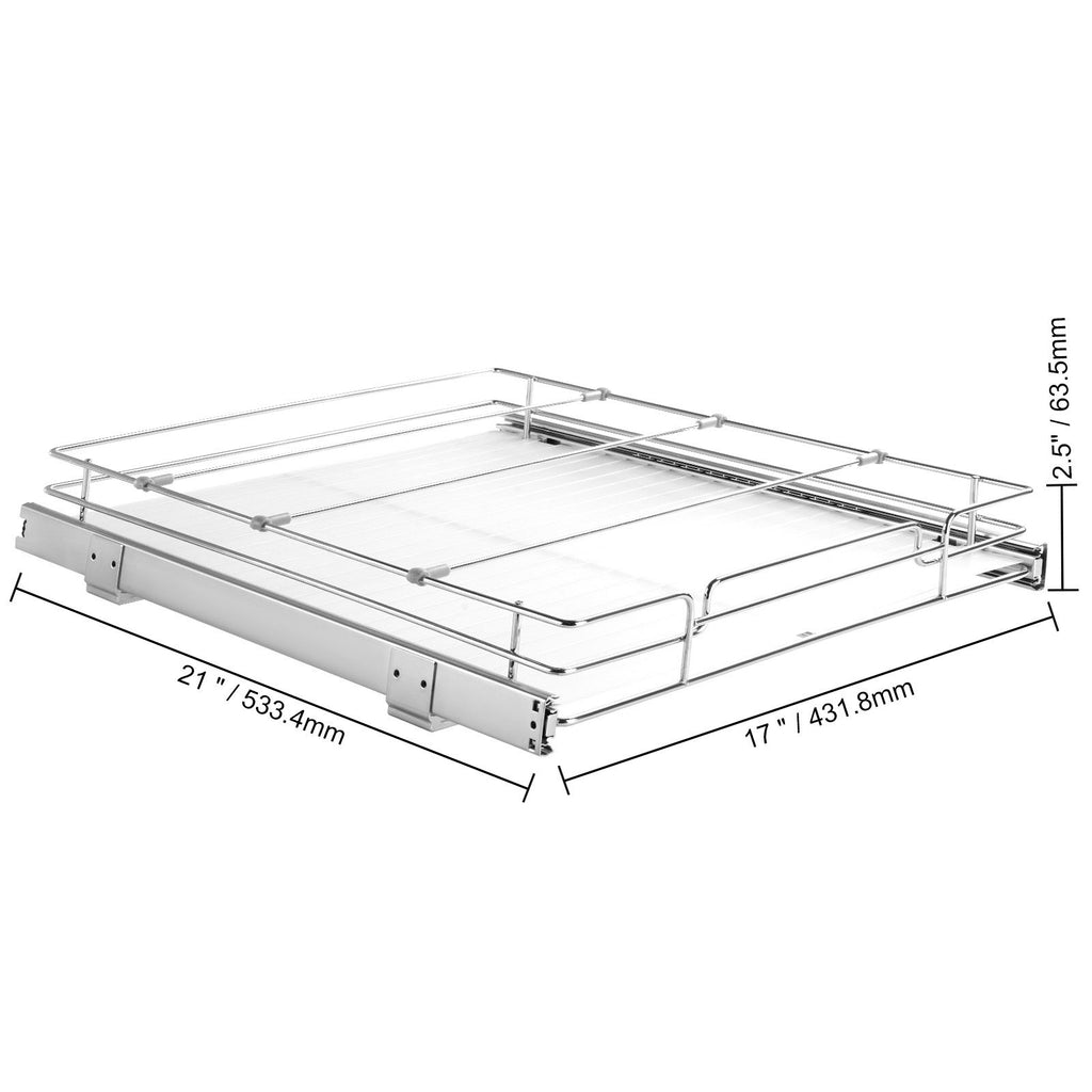 18.5"Wx21"Dx3.5"H Pull Out Cabinet Organizer, Heavy Duty Slide Out Pantry Shelves, Steel Roll Out Drawers, Sliding Drawer Storage for Home Under Sink, 20"Wx22"Dx7"H Install Size for Cabinet