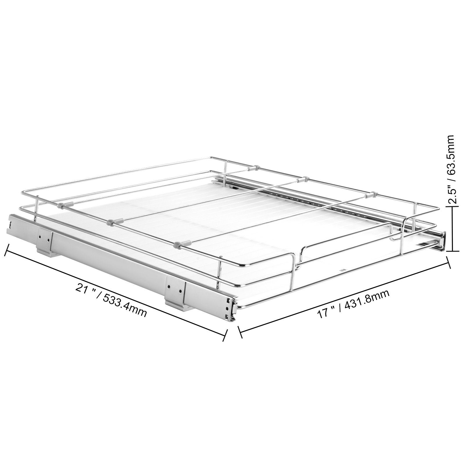 18.5"Wx21"Dx3.5"H Pull Out Cabinet Organizer, Heavy Duty Slide Out Pantry Shelves, Steel Roll Out Drawers, Sliding Drawer Storage for Home Under Sink, 20"Wx22"Dx7"H Install Size for Cabinet