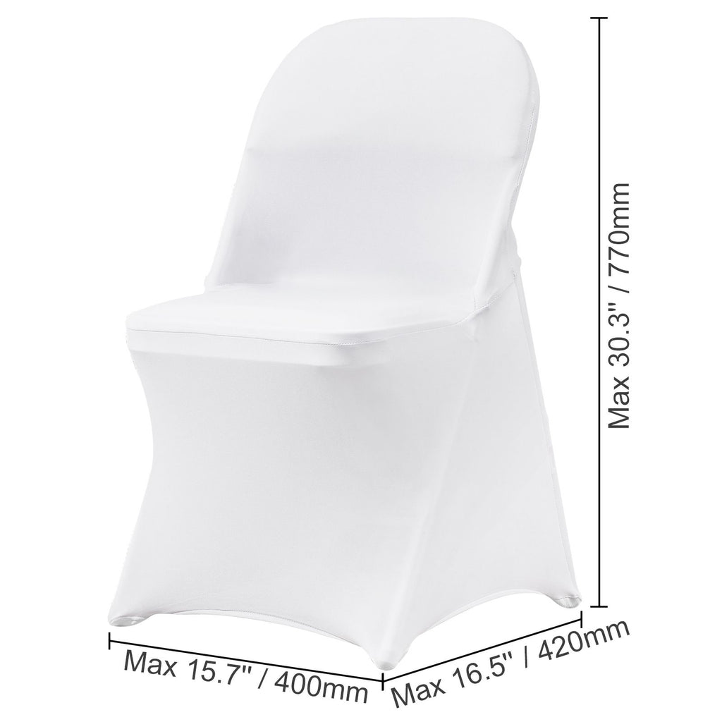 Stretch Spandex Folding Chair Covers, Universal Fitted Chair Cover, Removable Washable Protective Slipcovers, for Wedding, Holiday, Banquet, Party, Celebration, Dining (12PCS White)
