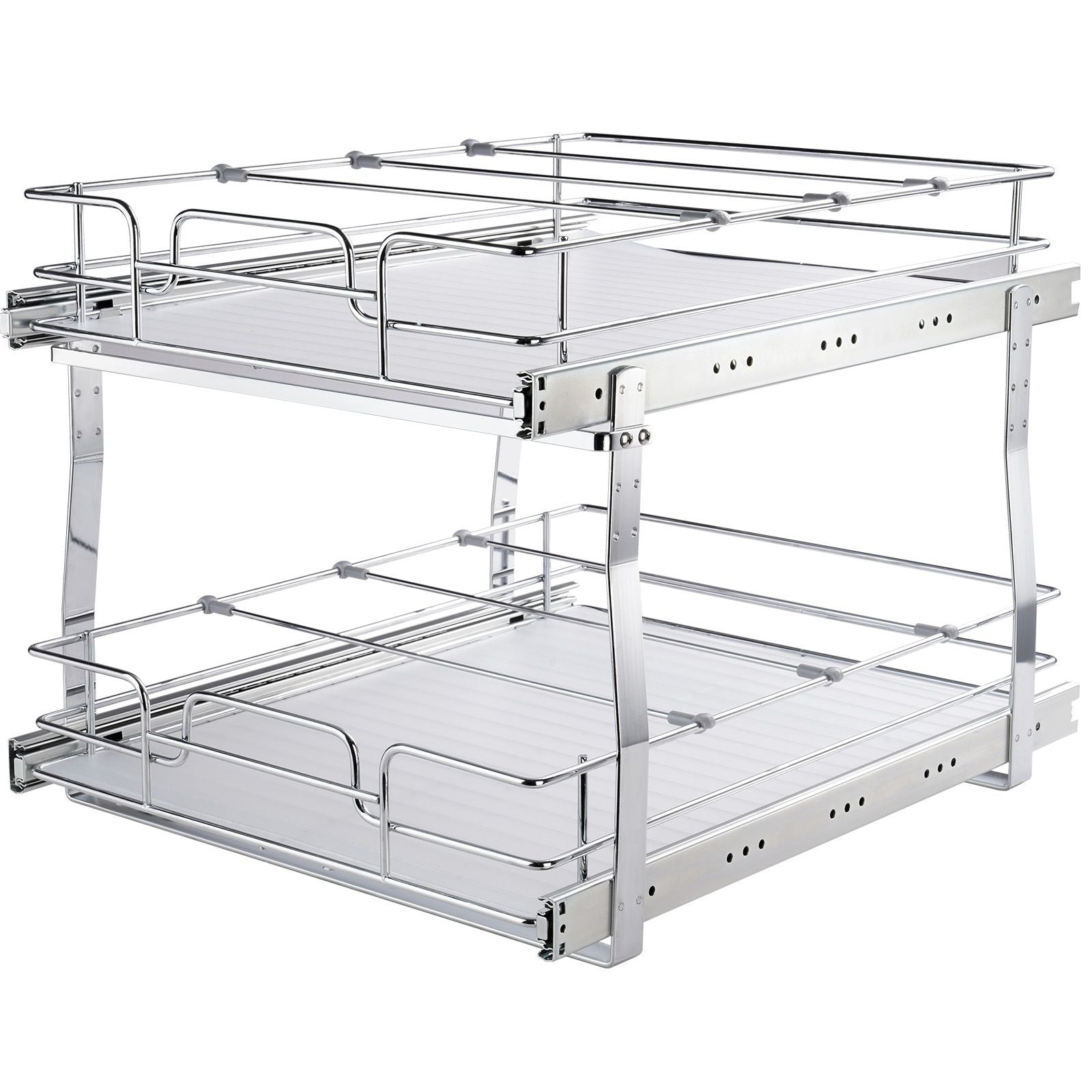 2 Tier 20"Wx21"Dx15"H Pull Out Cabinet Organizer, Heavy Duty Slide Out Pantry Shelves, Steel Roll Out Drawers, Sliding Drawer Storage for Home, 21.5"Wx22"Dx18"H Install Size for Cabinet