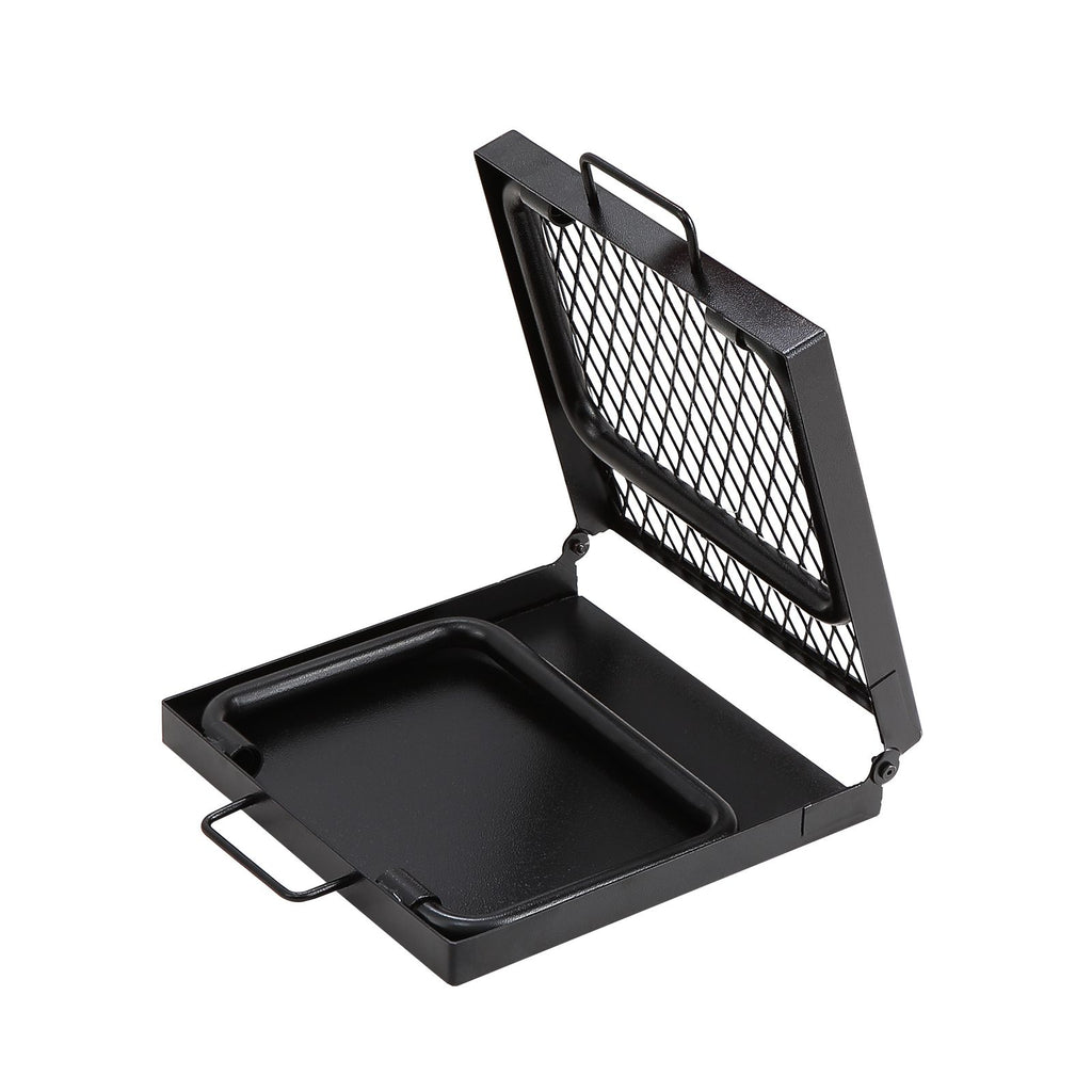 Folding Campfire Grill, Heavy Duty Steel Mesh Grate, 22.4" Portable Camping Grates Over Fire Pit, Camp Fire Cooking Equipment with Legs Carrying Bag, Grilling Rack for Outdoor Open Flame Cooking