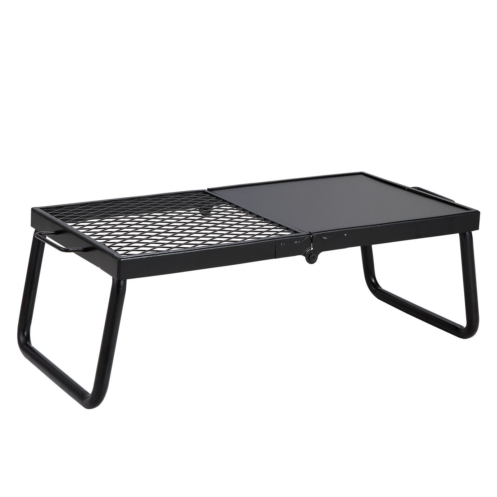 Folding Campfire Grill, Heavy Duty Steel Mesh Grate, 22.4" Portable Camping Grates Over Fire Pit, Camp Fire Cooking Equipment with Legs Carrying Bag, Grilling Rack for Outdoor Open Flame Cooking