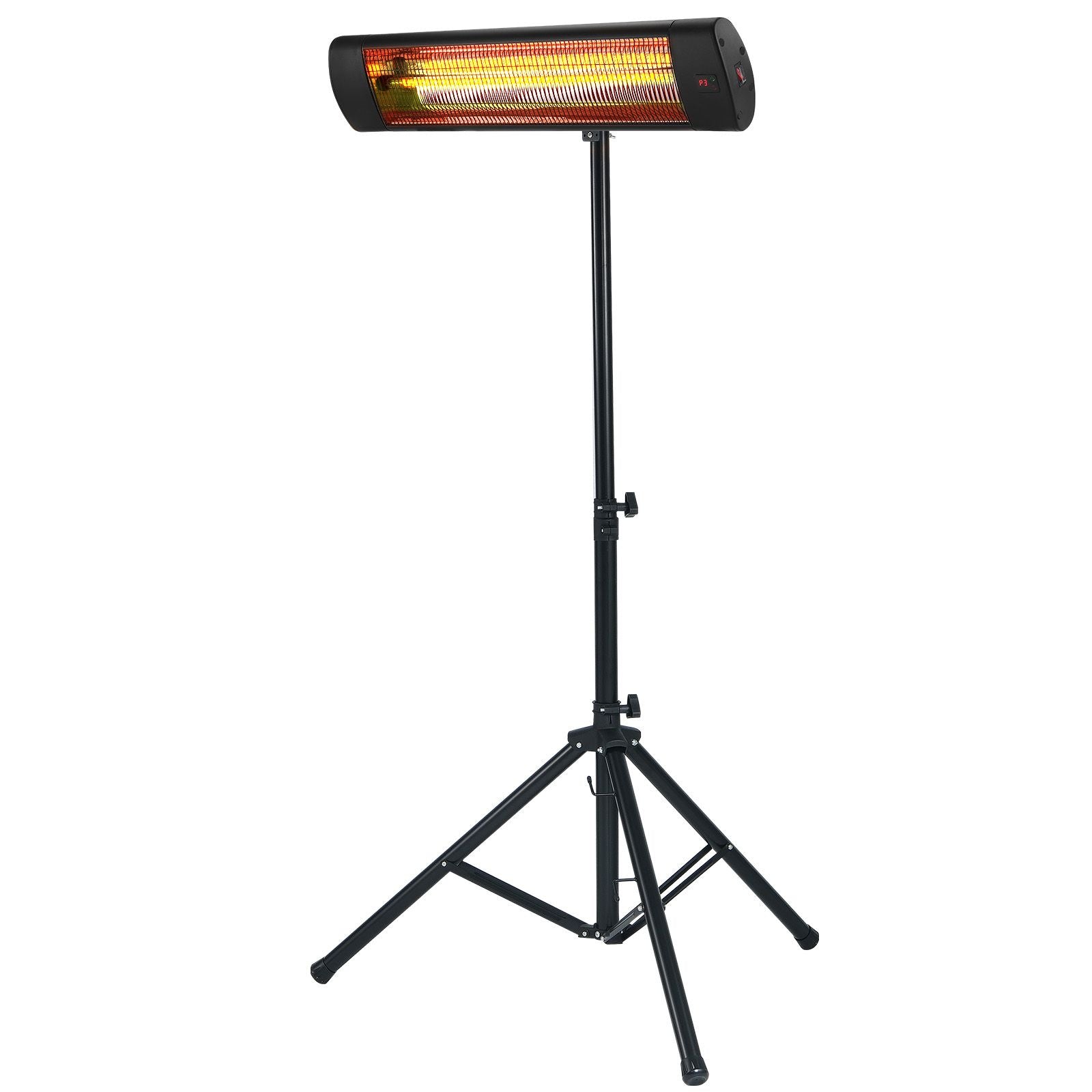 Infrared Heater, 1500W Remote Control Electric Space Heater, LED Screen Patio Heater w/ 3 Speeds & Timer, Outdoor/Outdoor for Porch,Dining Room,Studio, with Stand & Mount to Ceiling/Wall,34in L