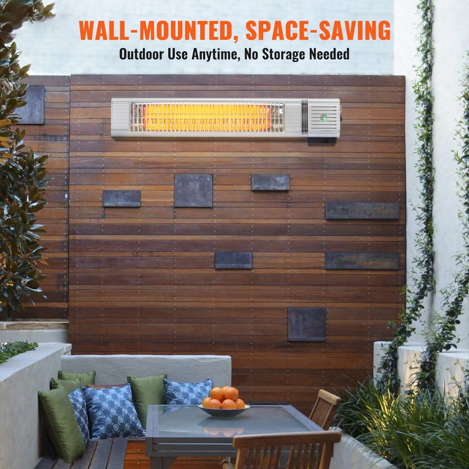 Infrared Heater, 1500W Remote Control Electric Space Infrared Heater, IP65 Protection Carbon Infrared Outdoor Heater with 3 Speeds, for Porch,Patio,Dining Room,Studio,Backyard,Garage, Wall Mount