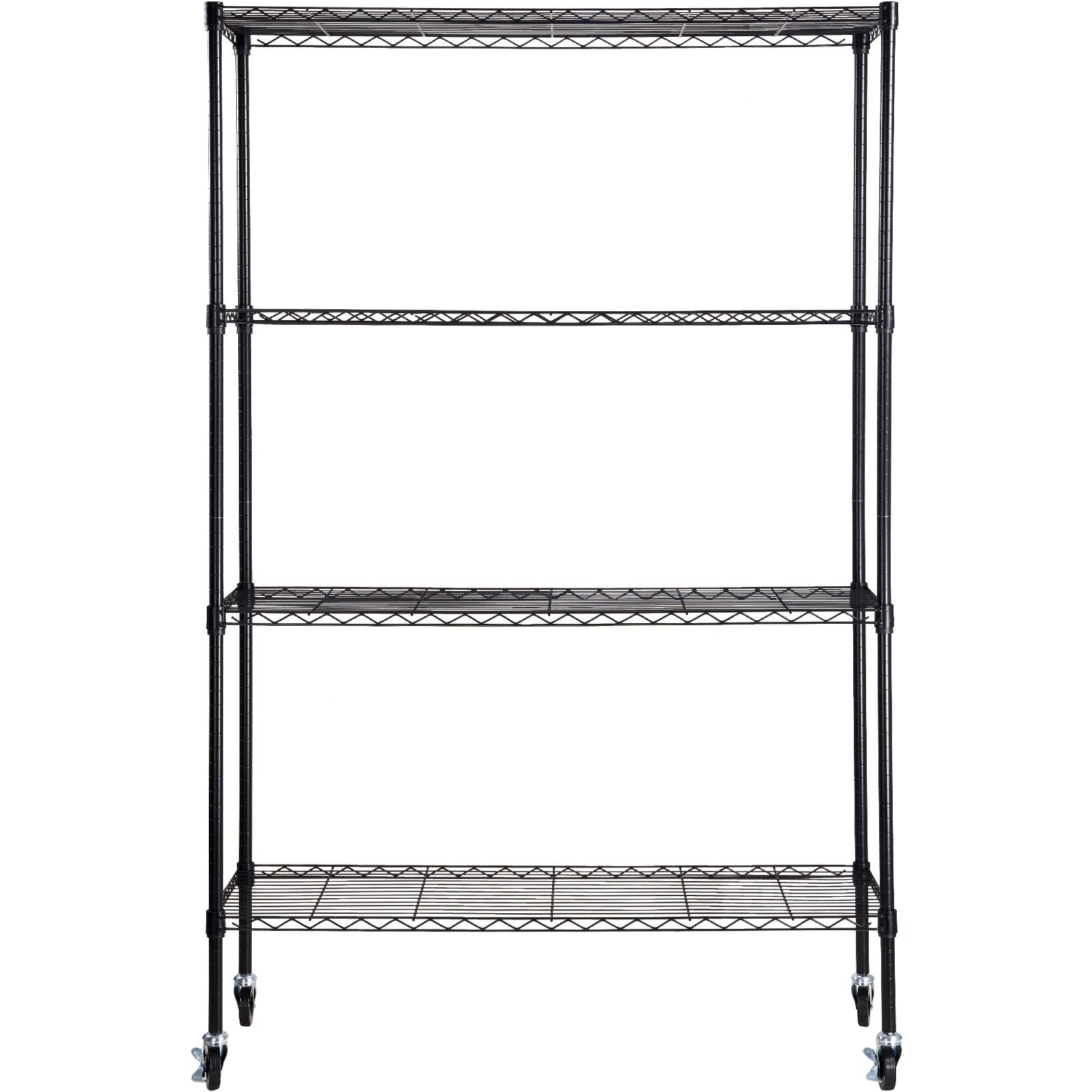 Storage Shelving Unit with Wheels, 4-Tier Adjustable, 700 lbs Capacity, Heavy Duty Garage Shelves Metal Organizer Wire Rack, Black, 47.2" L x 17.7" W x 74" H for Kitchen Pantry Basement Bathroom